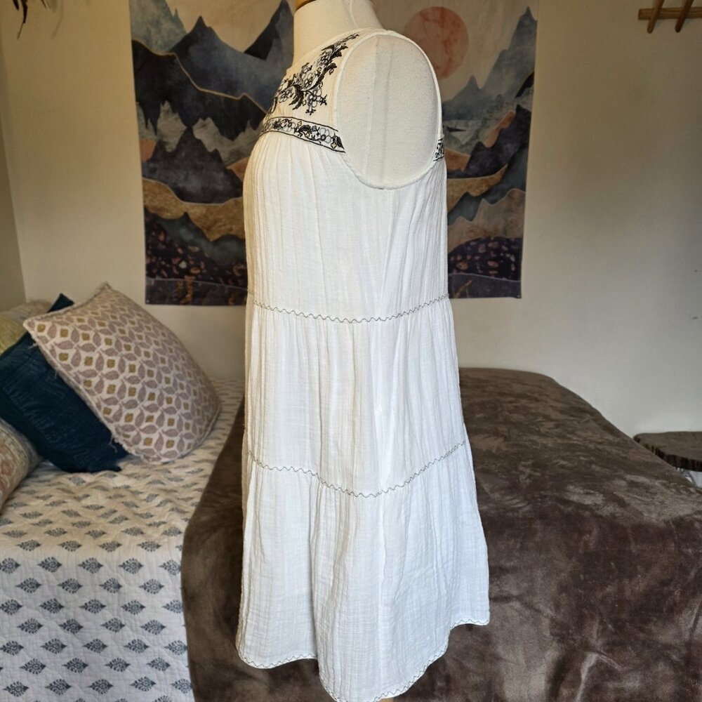 Max Studio White Embroidered Boho Cotton Midi Dress Small Sleeveless Summer - Picture 14 of 16
